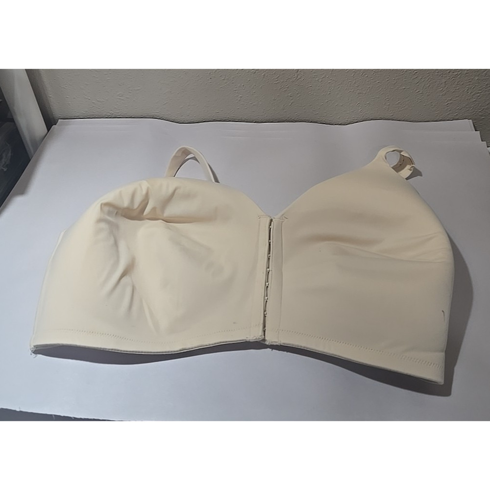 Leading Lady Beige Full‎ Coverage Front Closure Wire Free T-Shirt Bra Size 42H